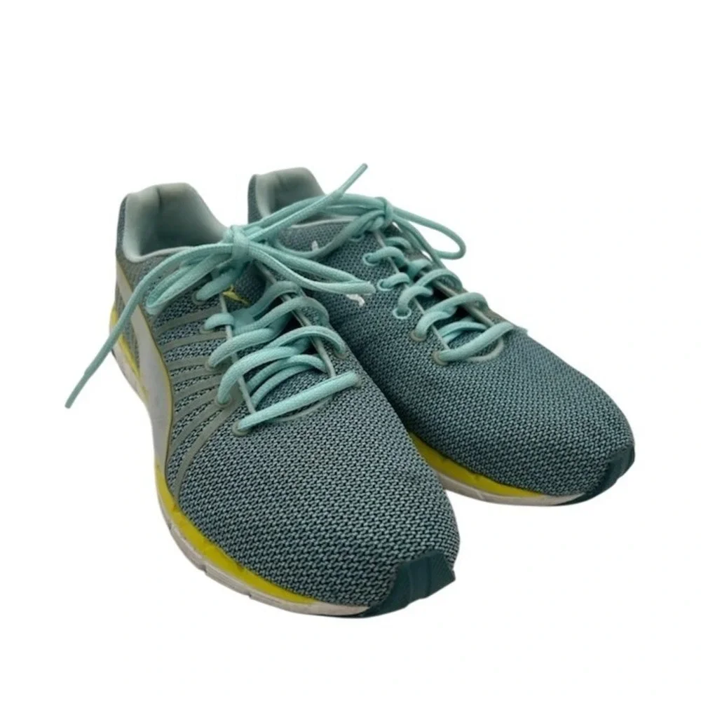 Puma Faas 300 v4 Running Shoes Women's Size 8 Teal Yellow Silver Mesh Sneakers